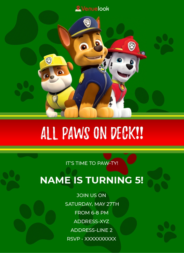 Paw Patrol E-Invite E-Invitation