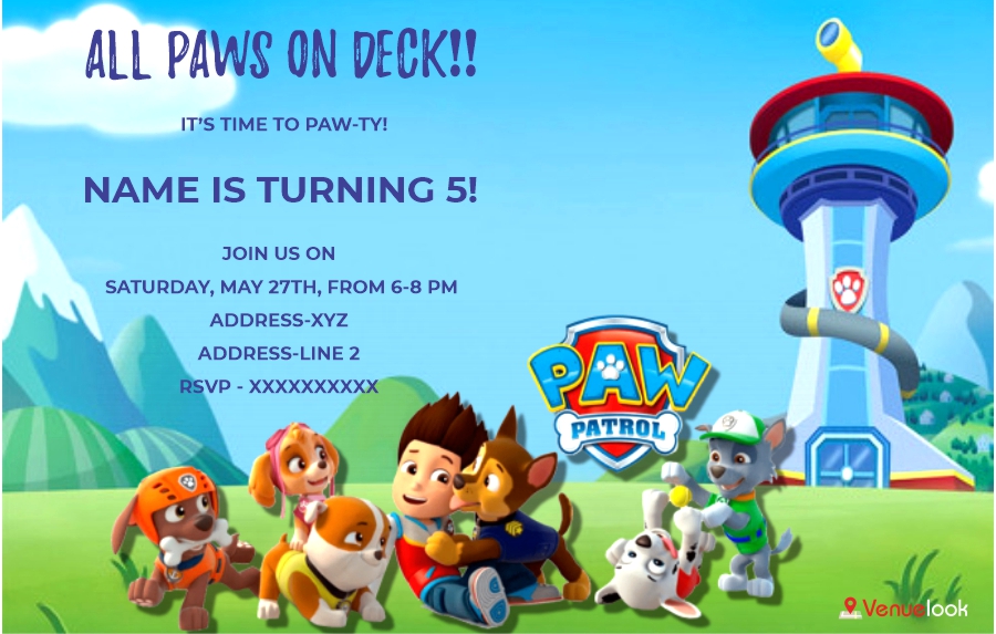 Paw Patrol Birthday E-Invite E-Invitation