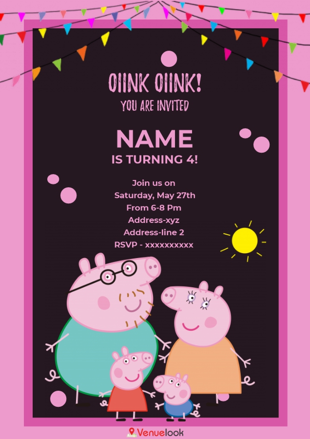 Peppa Pig family E-Invite E-Invitation