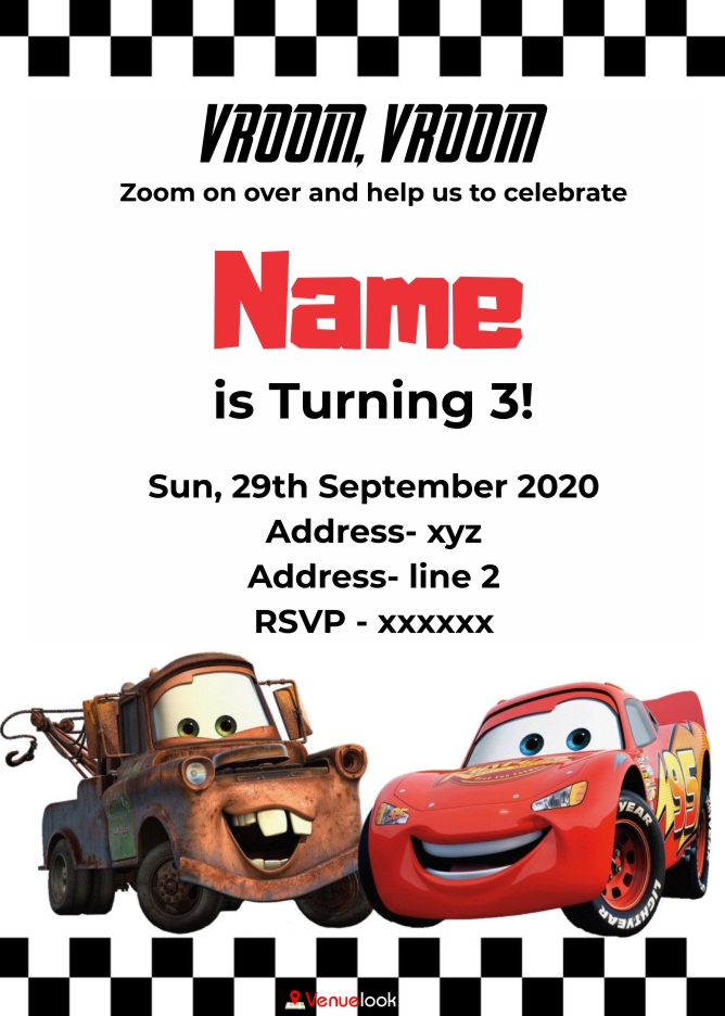 Lightning McQueen E-Invite E-Invitation