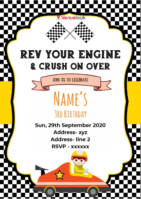 Race Car E-Invite E-Invitation