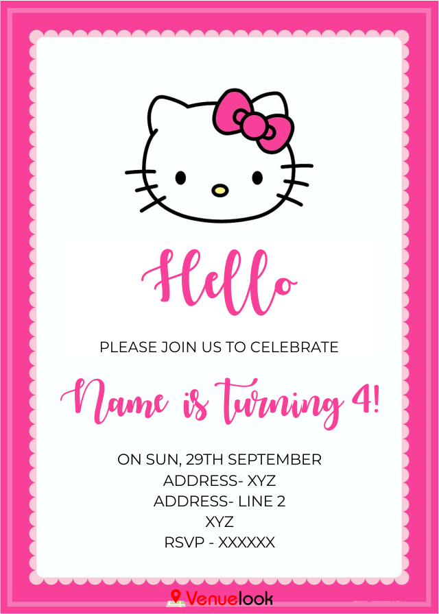 Hello Kitty Birthday E-Invite E-Invitation