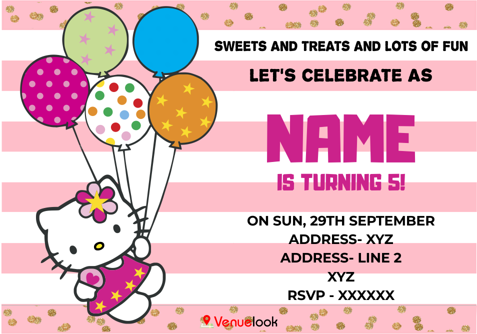 Hello Kitty Balloons E-Invite E-Invitation